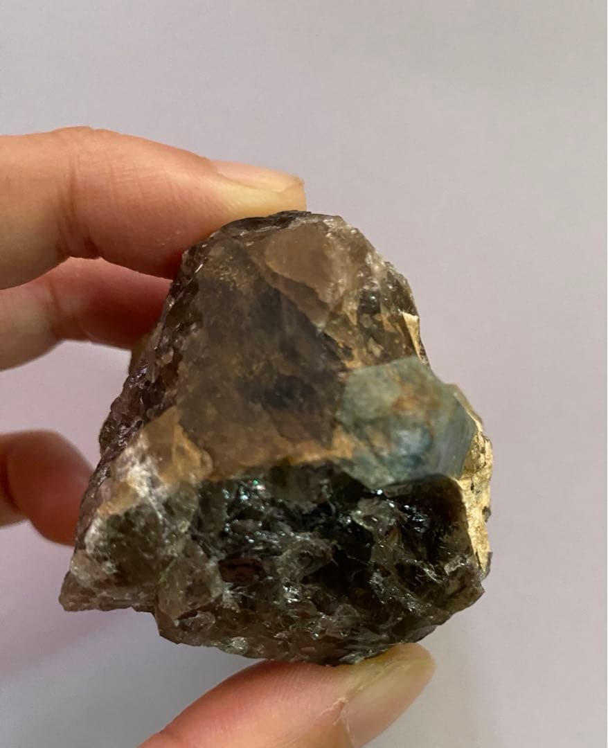 天然石　エメラルド　スモーキークォーツ　共生　原石　クラスター　大きめ