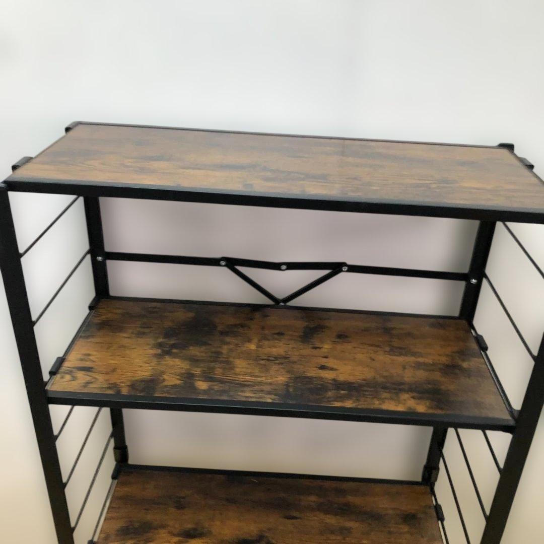 スチールラック 木目調 5段 インダストリアル オープンラック 112933-5