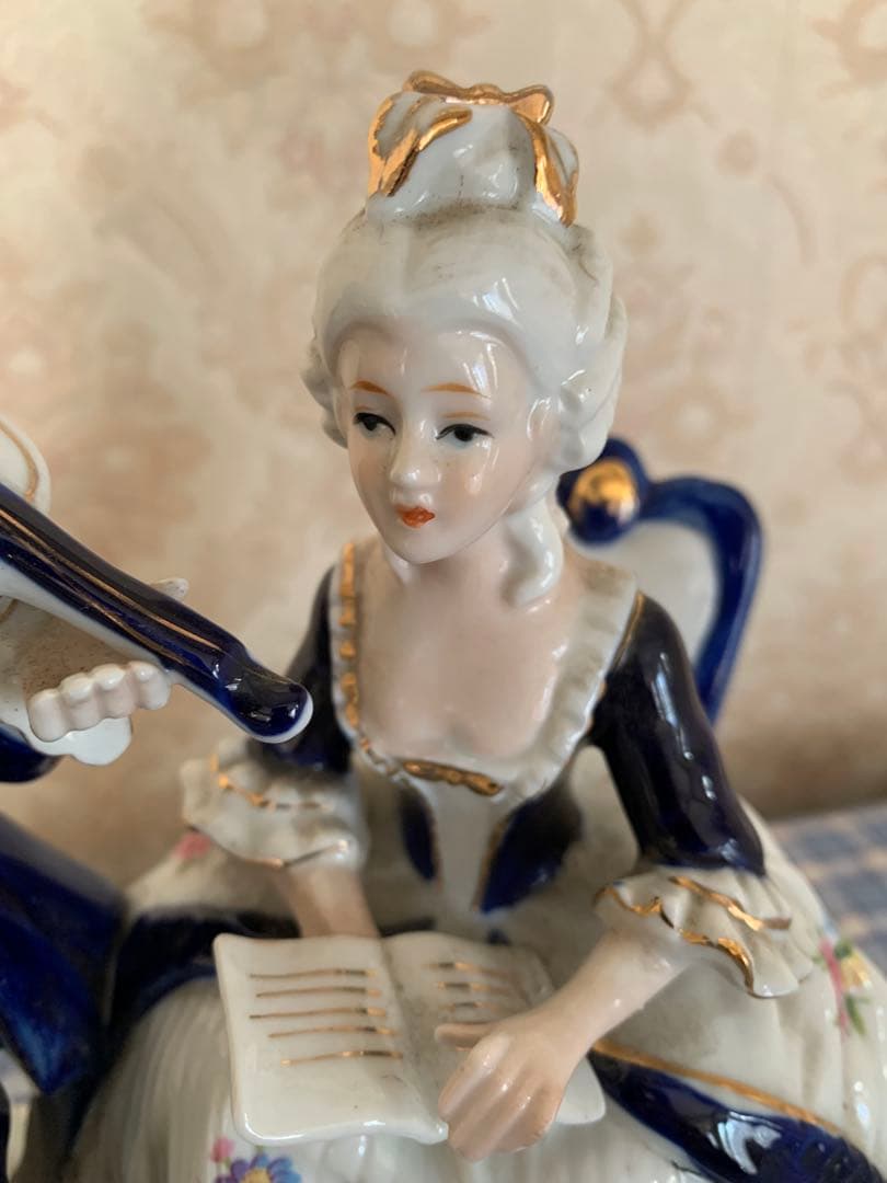 愛の讃歌 オルゴール アンティーク レトロ 陶器 フランス人形風 日本製