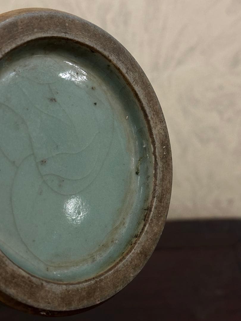 中國古美術 青磁花瓶 龍泉窯 茶道具 煎茶器 置物