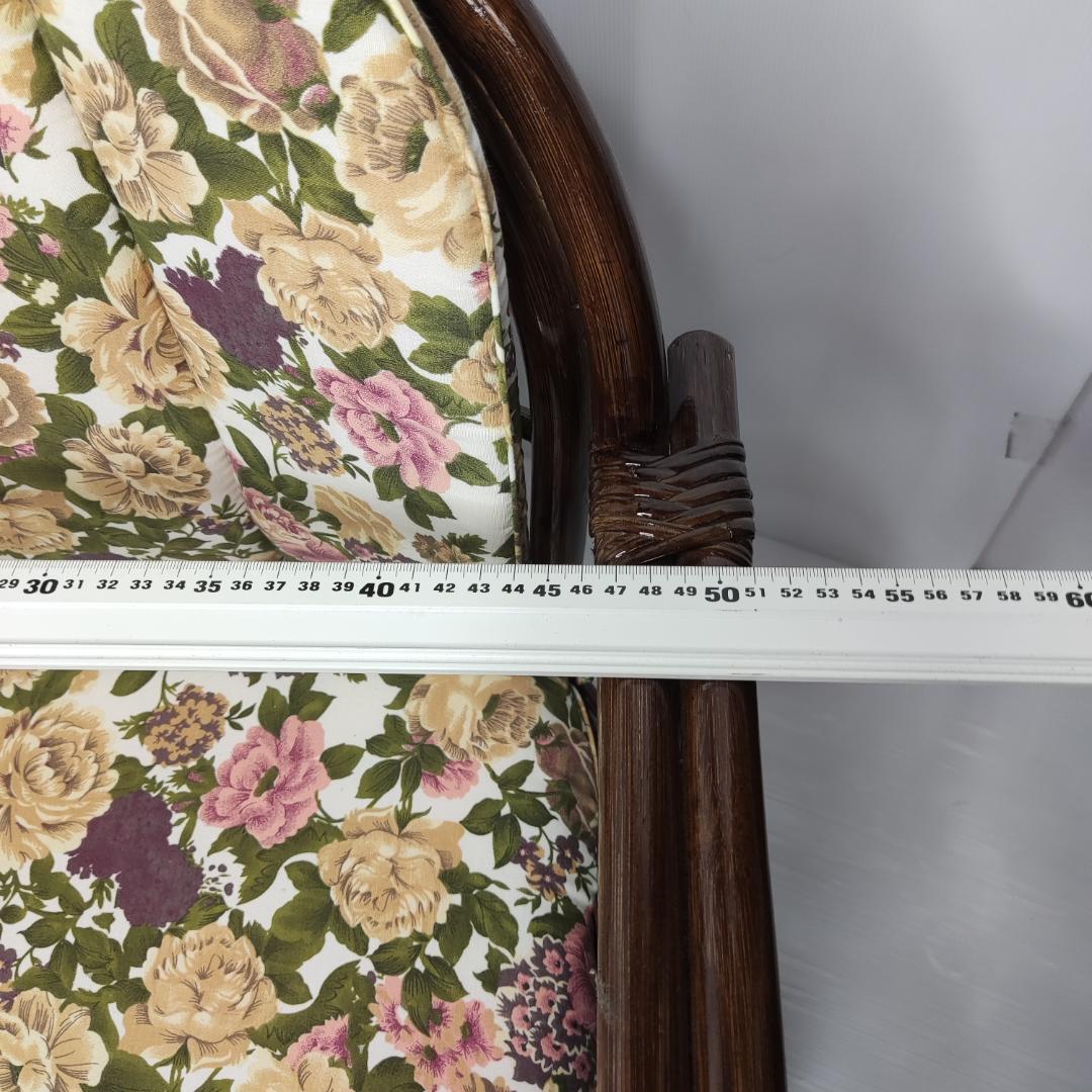 ラタン 回転座椅子 肘掛け クッション付き 椅子 チェア アンティーク　籐