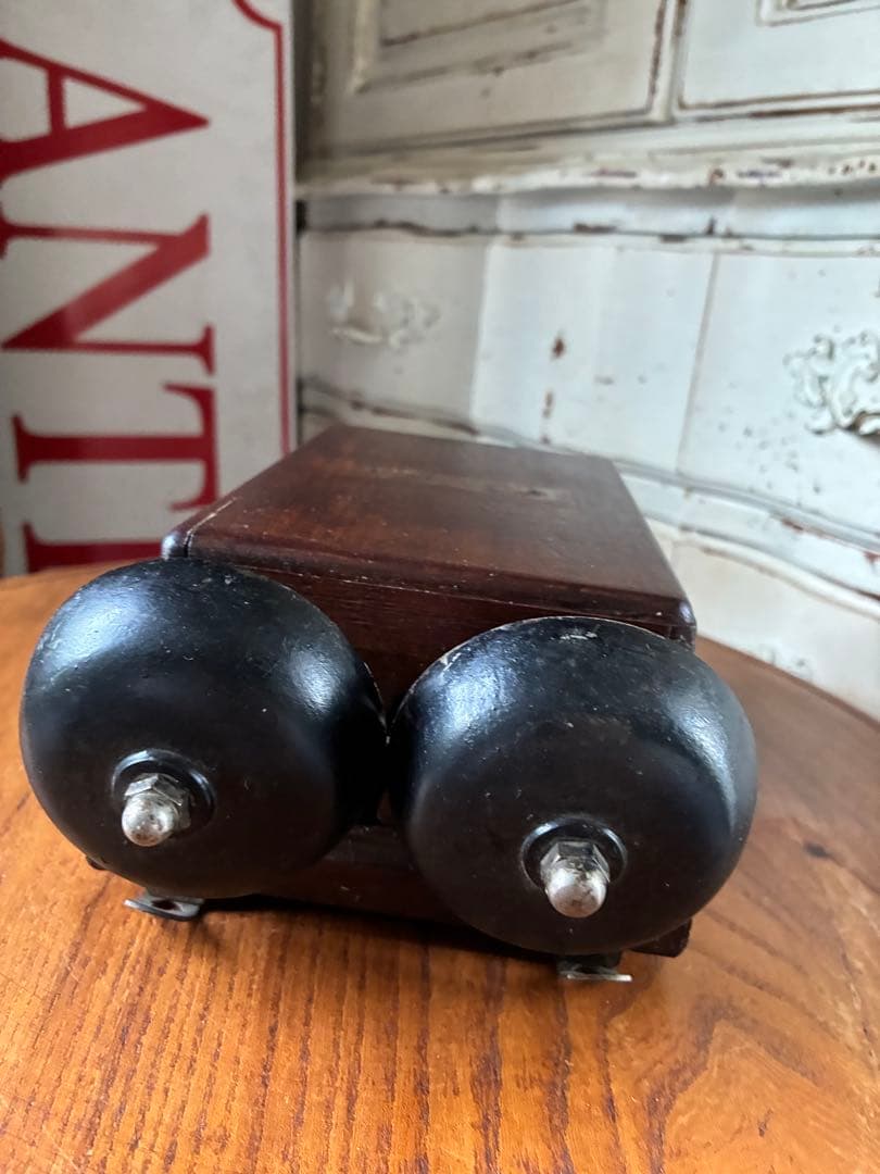 フランス　アンティーク　壁掛け式　電話機用　ベル　木製　呼び鈴　Bell 2個