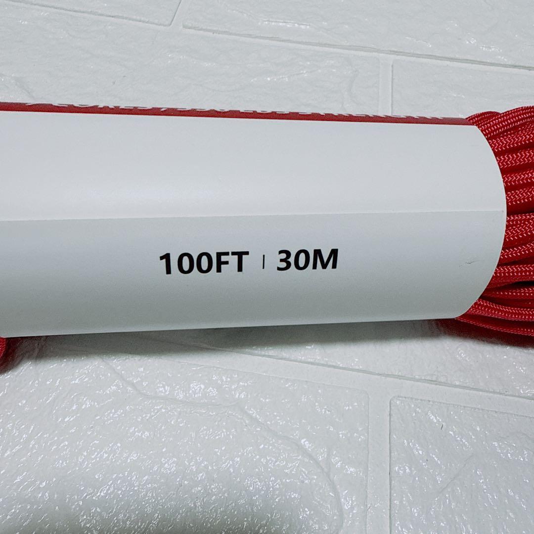 パラコード550 4mm 7芯 30m テントロープ ガイロープ レッド
