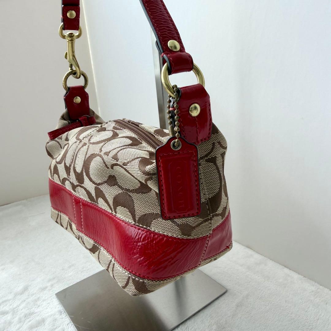 COACH シグネチャー 赤red ワンショルダー アクセサリーポーチ41642