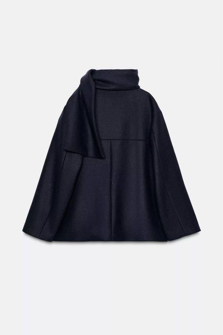 【最終価格】ZARA ウールショートスカーフコート　M 完売品　新品タグ付き