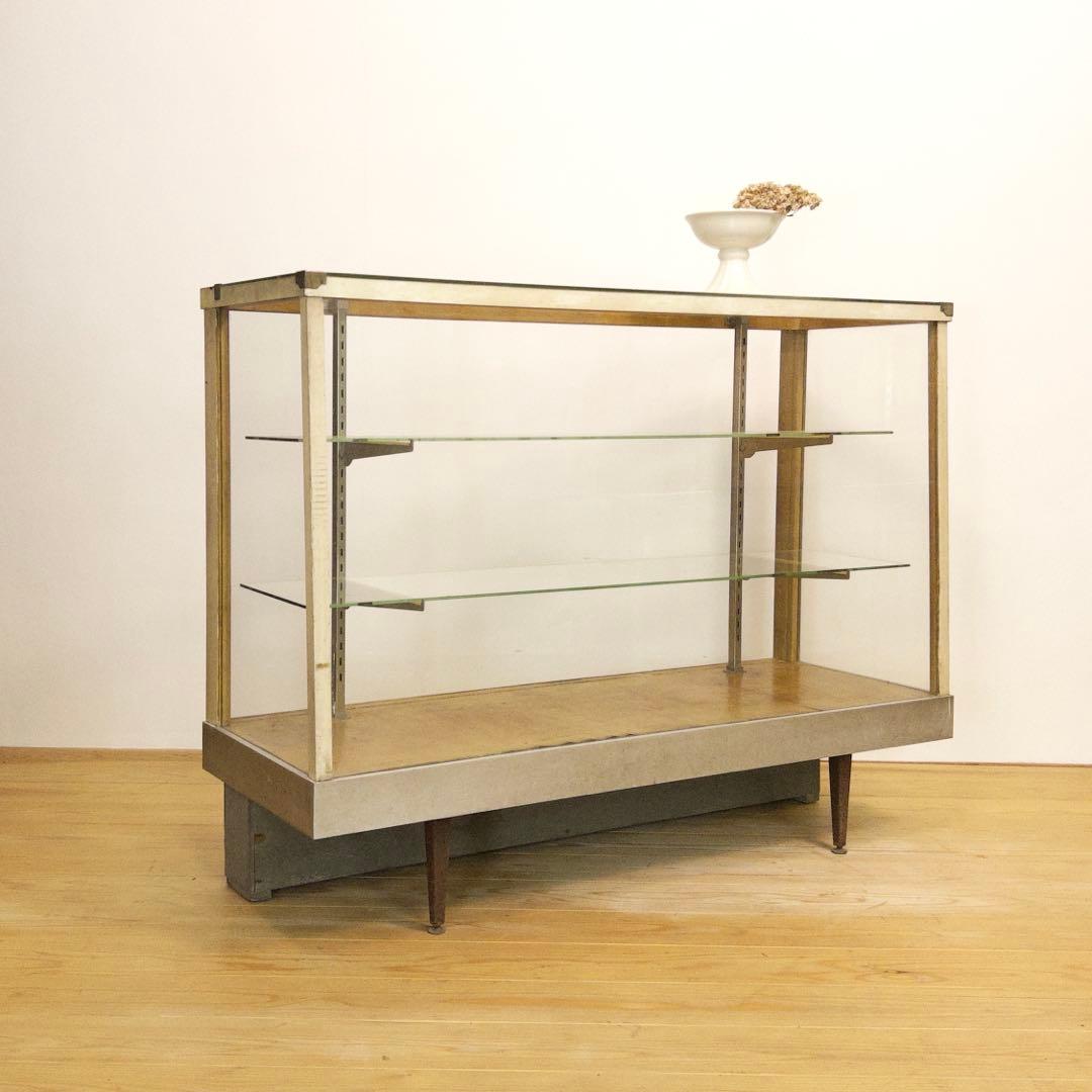 ガラス　ショーケース　ディスプレイ　横幅約121㎝　商店　アンティーク　レトロ