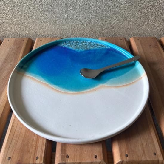 うるま陶器 やちむん 沖縄 お皿 直径23cm 新品未使用