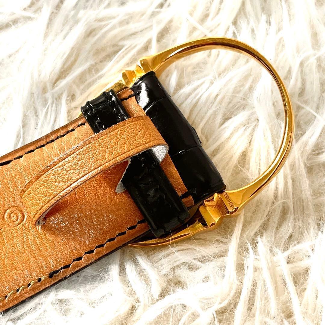 エルメス　HERMES レディース　ベルト　ブラック　黒　ゴールドバックル