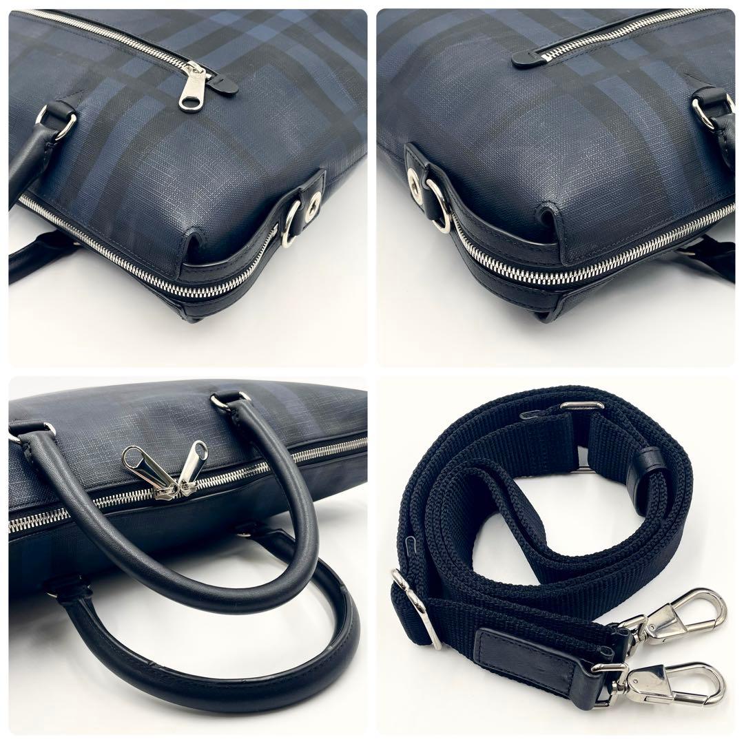 バーバリー ロンドンチェック ビジネスバッグ 2way A4可 ネイビー PVC