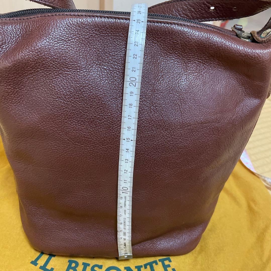 IL BISONTE ブラウンレザーショルダーバッグ