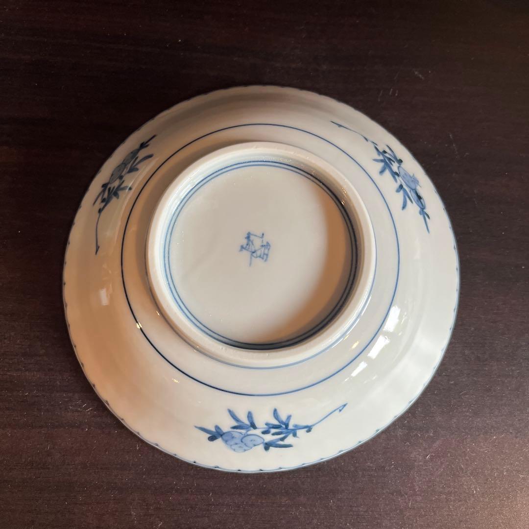 九谷焼　山本長左　小皿　菊型　唐草文　5枚