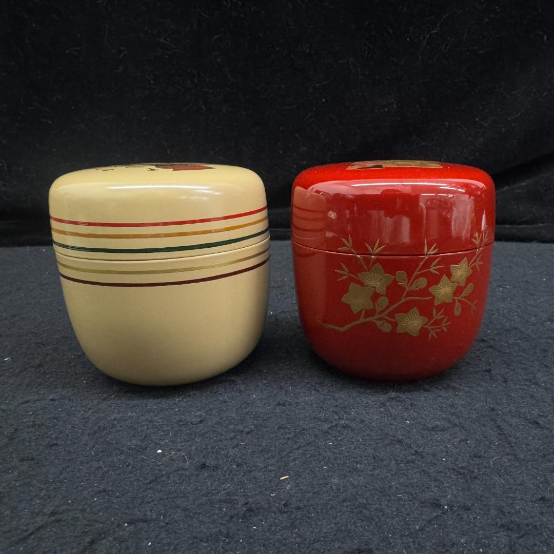 茶道具 中谷秀斉　二節句棗 共箱二重箱 共布　美品