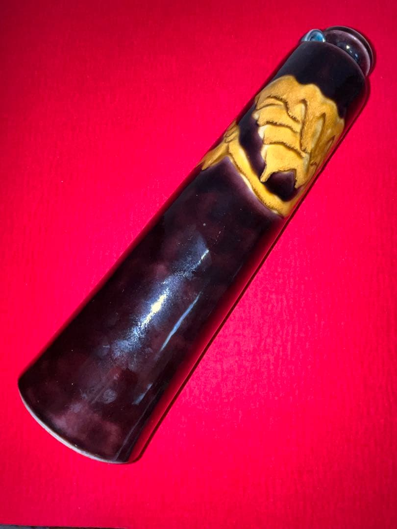 人間国宝 初代 徳田八十吉 深厚釉 耳付 花入 T277 真作保証