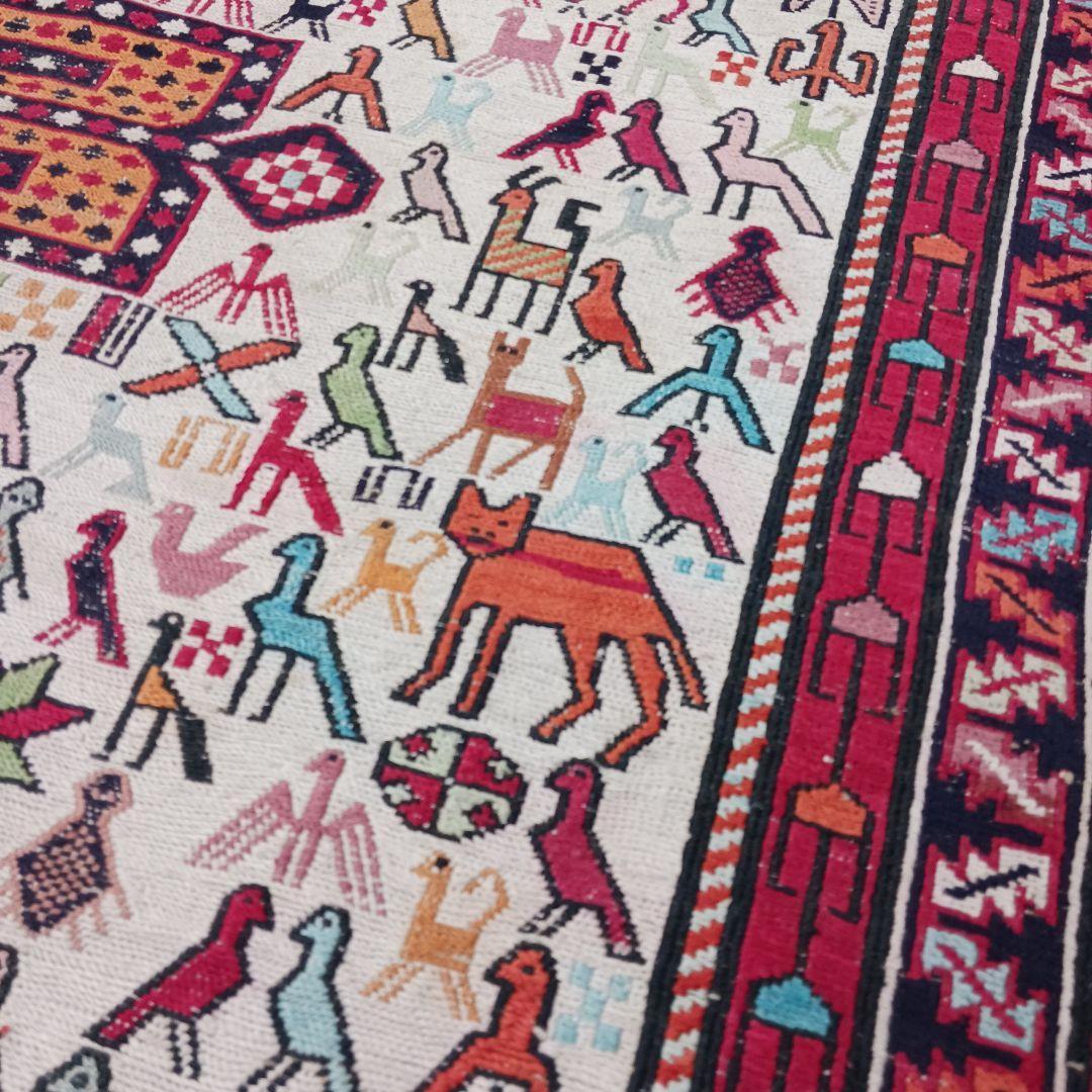 専用Y2773 イラン キリム ウール 手織り ラグマット 138×106㎝