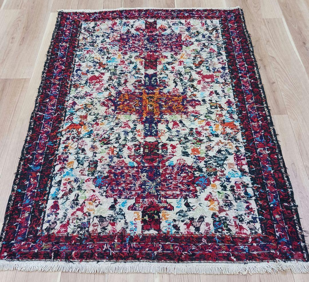 専用Y2773 イラン キリム ウール 手織り ラグマット 138×106㎝