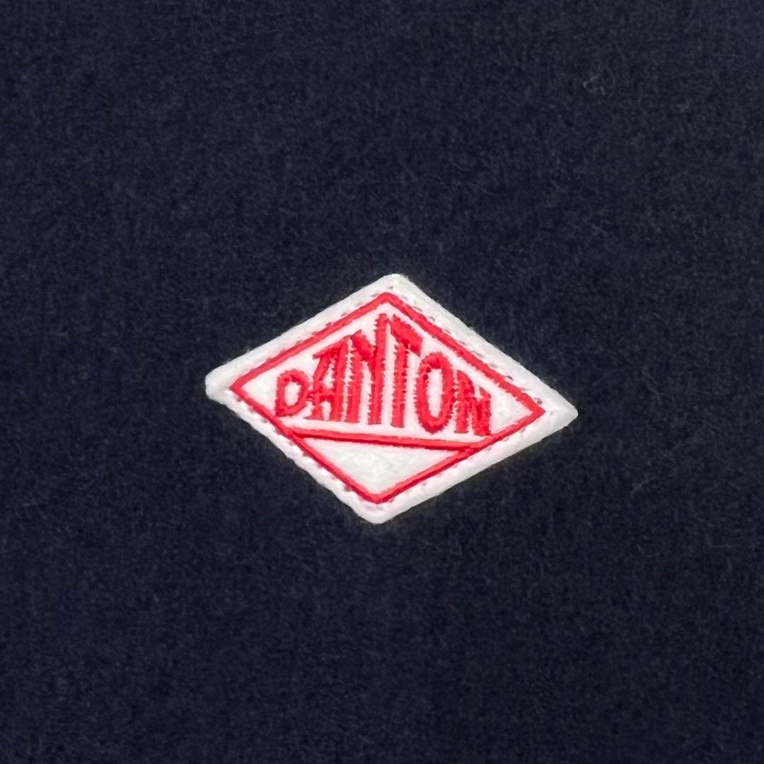 【ダントン】 ウールモッサ Vネック ノーカラー ジャケット 40 ネイビー