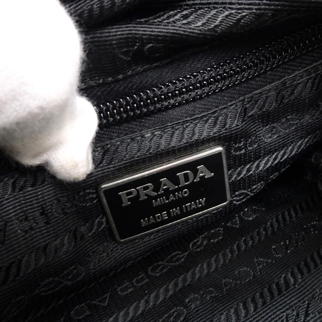 本物 良品■プラダ■ショルダーバッグ 三角ロゴ ブラック ナイロン ハンドバッグ