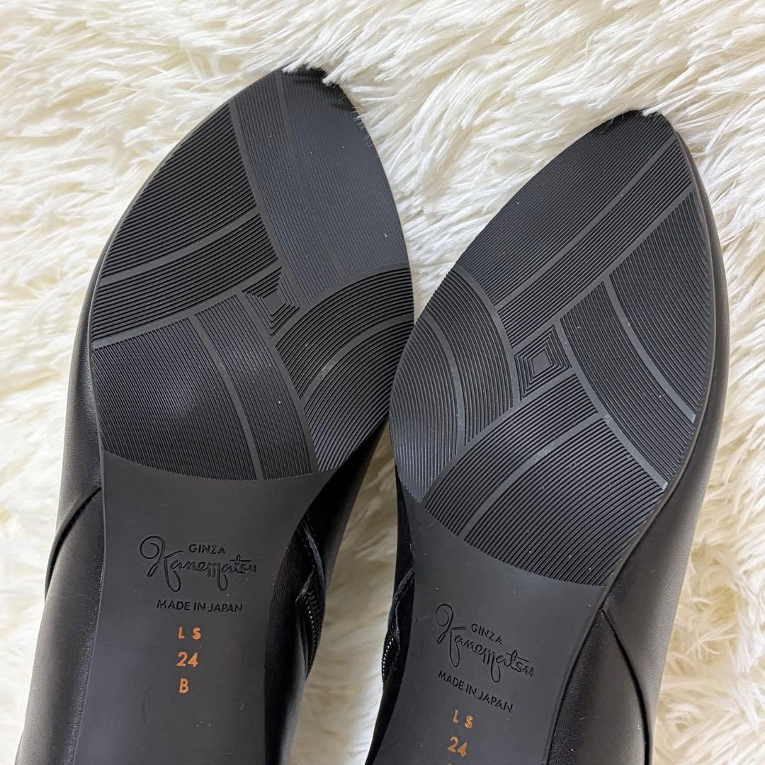 未使用品✨銀座かねまつ レザー ブーティ AQUA BELL 晴雨対応24cm