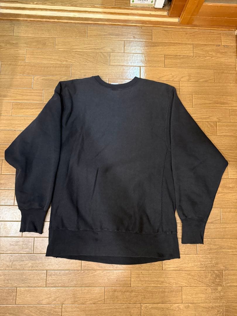 M*有様 90sチャンピオン目付きリバースウィーブ無地スウェットUSA製ブラック