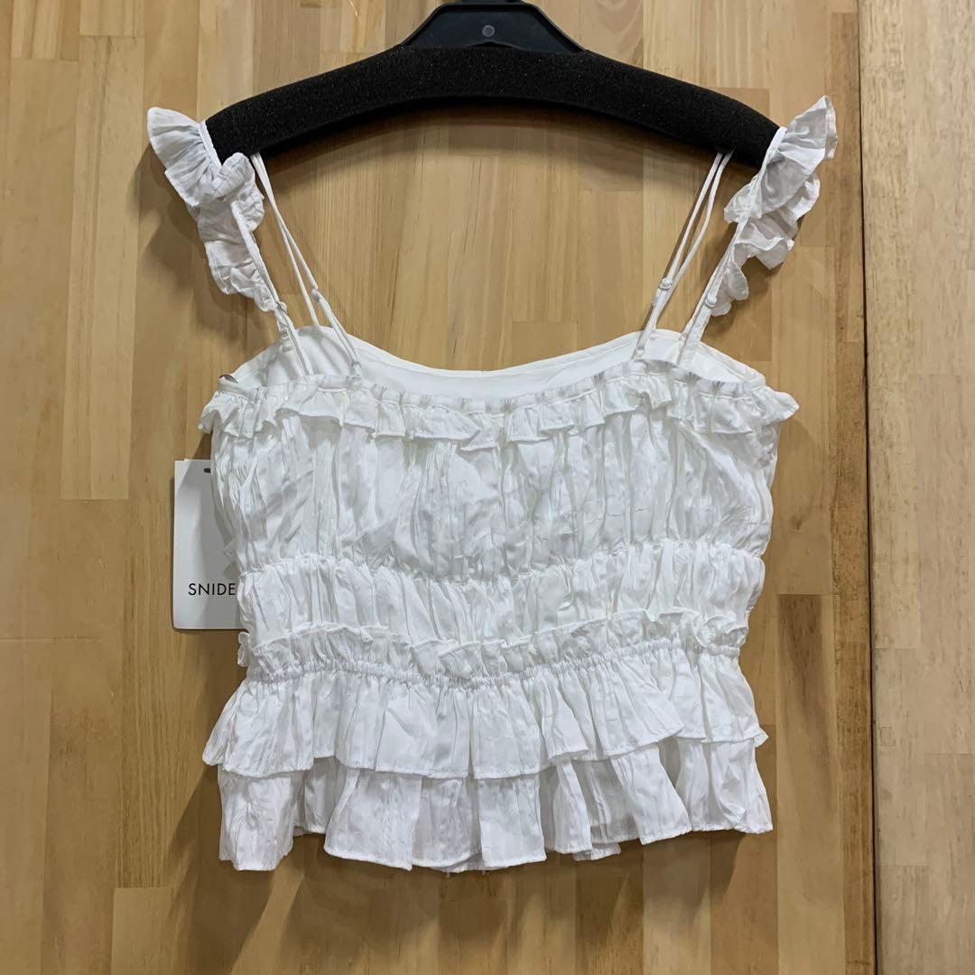 スナイデル　ワッシャープリーツキャミソール　ホワイト