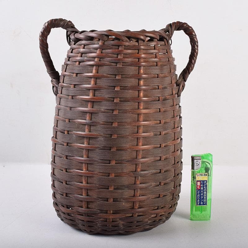 茶道具　早川尚古斎造　古竹細工　双耳花籠　花生　V　9002