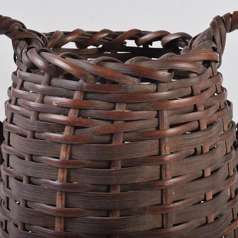 茶道具　早川尚古斎造　古竹細工　双耳花籠　花生　V　9002