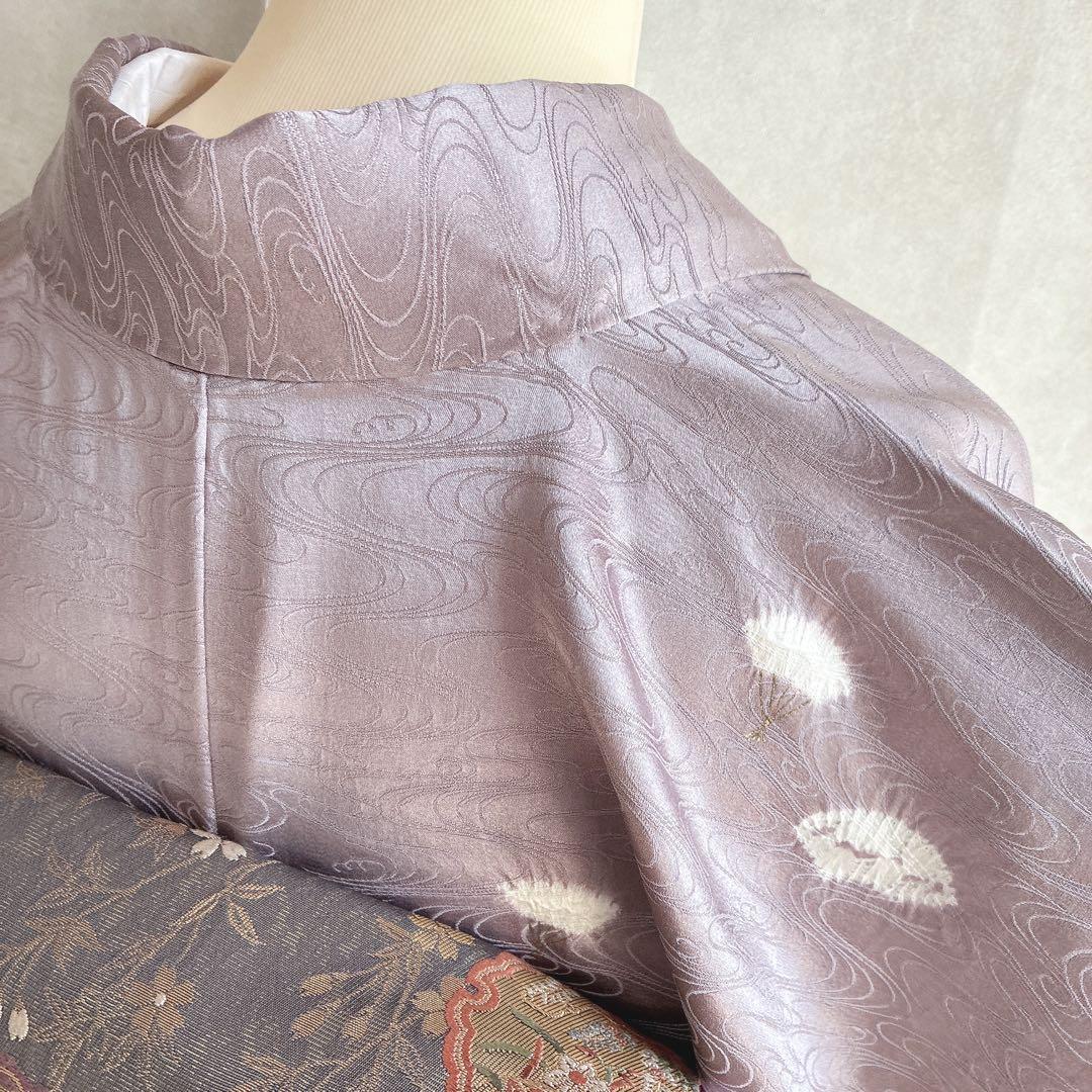 付け下げ　フルセット　着物　トールサイズ　正絹　絞り　訪問着　三越誂　紫　G10