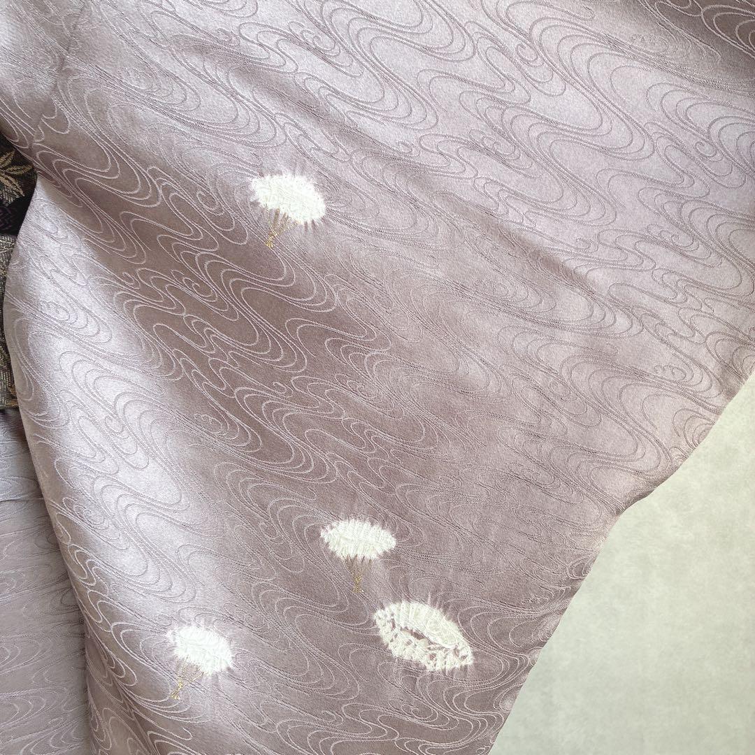 付け下げ　フルセット　着物　トールサイズ　正絹　絞り　訪問着　三越誂　紫　G10