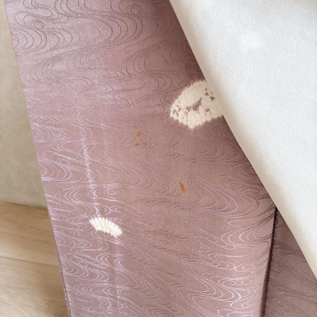 付け下げ　フルセット　着物　トールサイズ　正絹　絞り　訪問着　三越誂　紫　G10