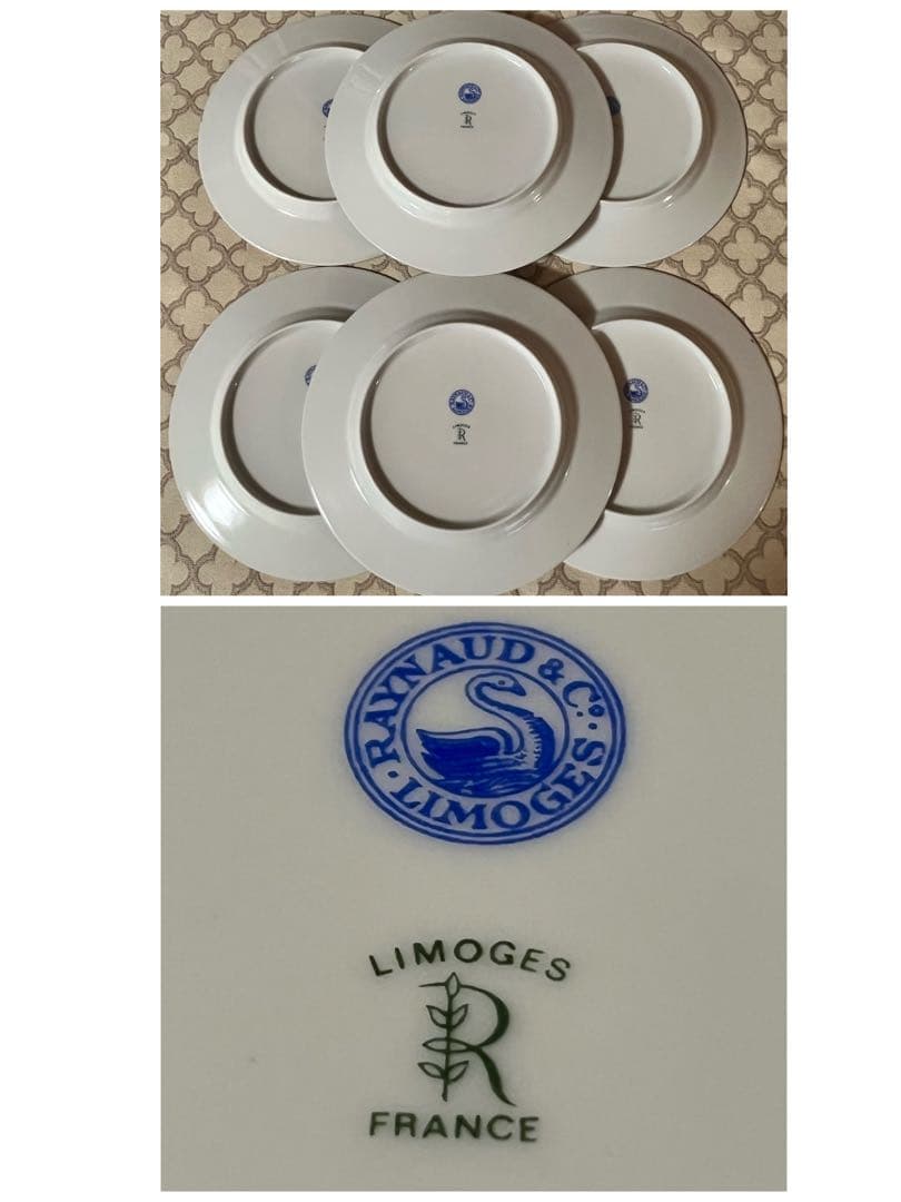 【北海道から発送】希少品　レイノー・リモージュ★ブルーエ　矢車菊★デザート皿6枚