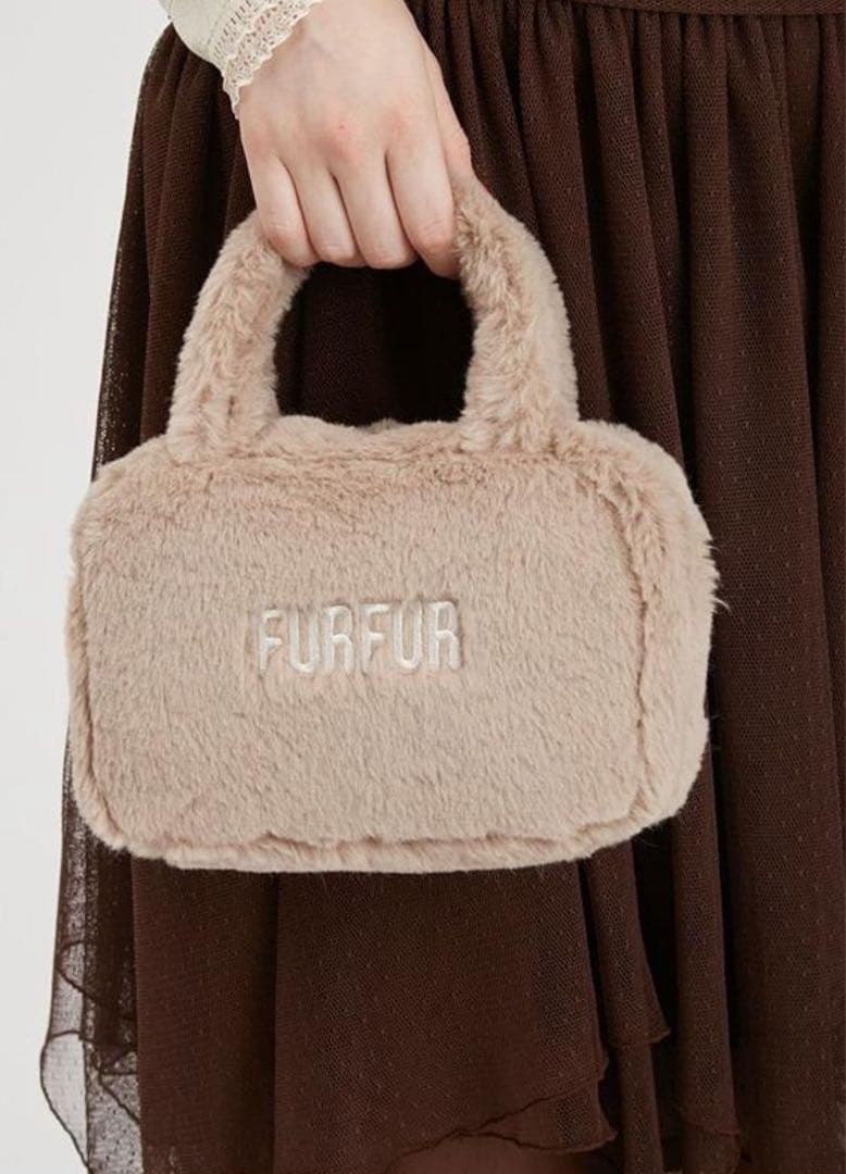 FURFUR エコファースクエアボストンバッグ ベージュ ★