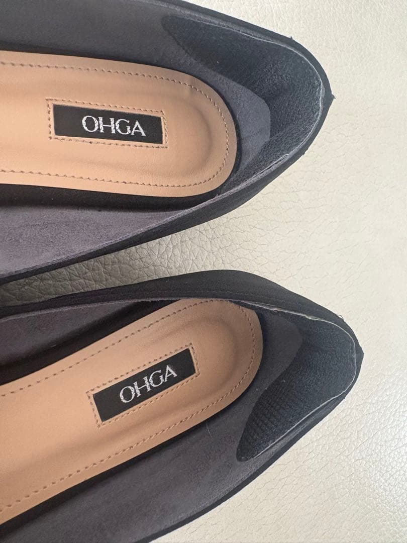 OHGA オーガ ベロアリボン パンプス フラットシューズ 24.5