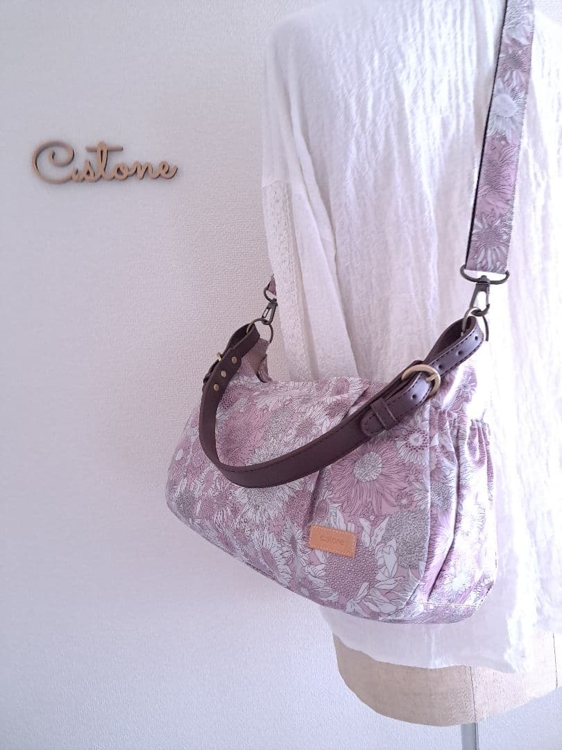 なおにゃんまみぃ様　横長ショルダーBag　共布ショルダー紐付　持ち手別売り