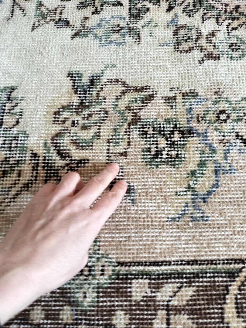 【はるさん専用】クリームとブラウンのトルコラグ　石田ゆり子さん　No.608