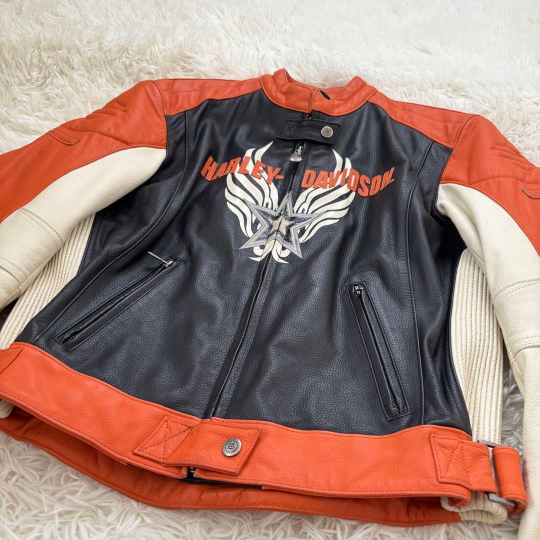 ハーレーダビッドソン シングル ライダースジャケット 革ジャン レディースL