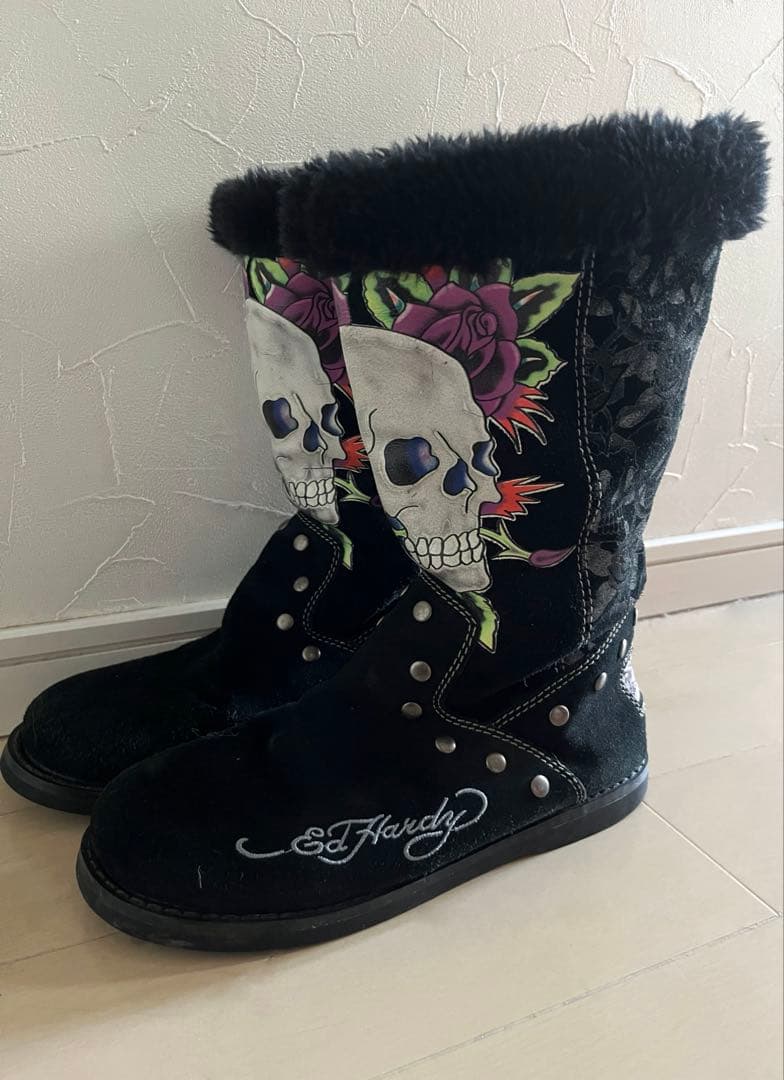 Ed Hardy スカルプリントブーツ