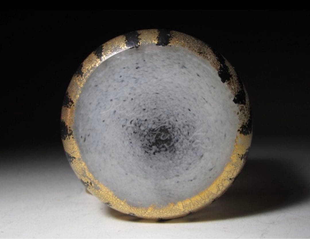 藤田喬平 手吹金彩盃 美しい幾何学模様の名品！7760