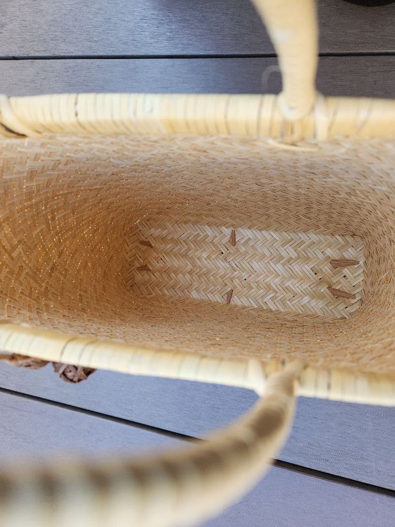 国産鳥越竹細工 すす竹かごバッグ 希少品