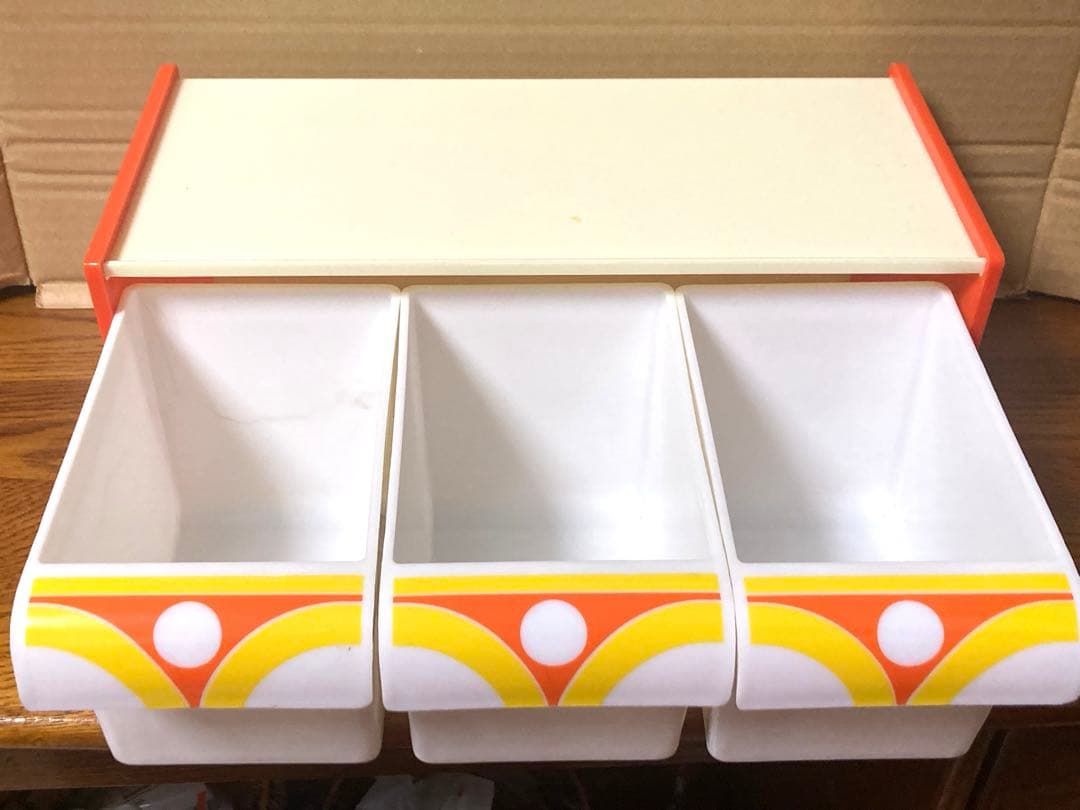 希少 70年代 ビンテージ 調味料ケース 3連ラック 小物入れ 昭和 レトロ