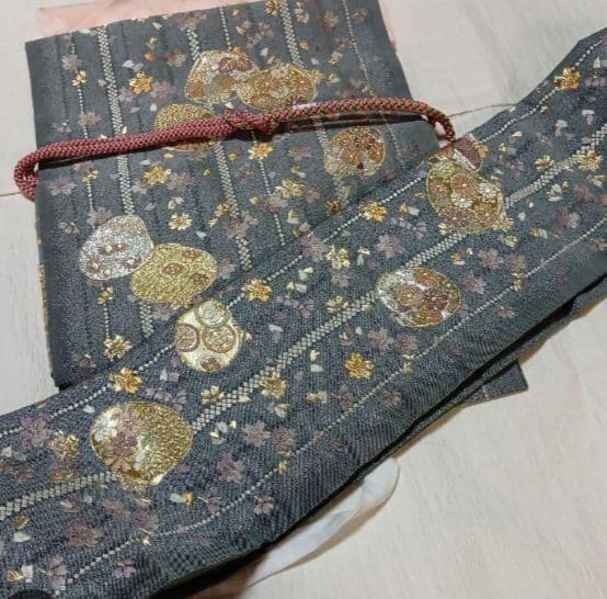 未使用小紋・新品二部式帯