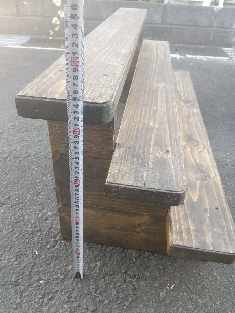 木製3段フラワースタンド ブラウン