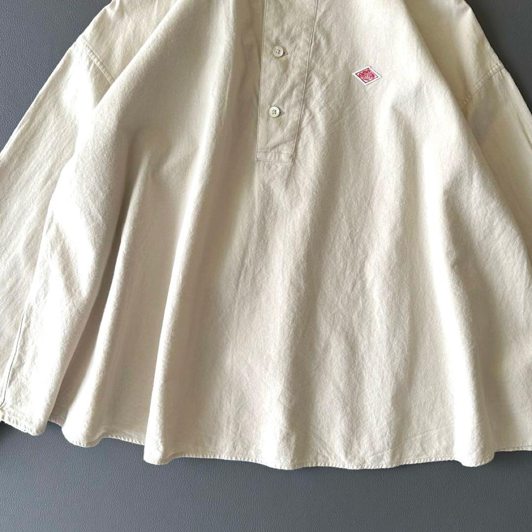 美品 ダントン ヘンリーネック プルオーバーシャツ 36 アイボリー