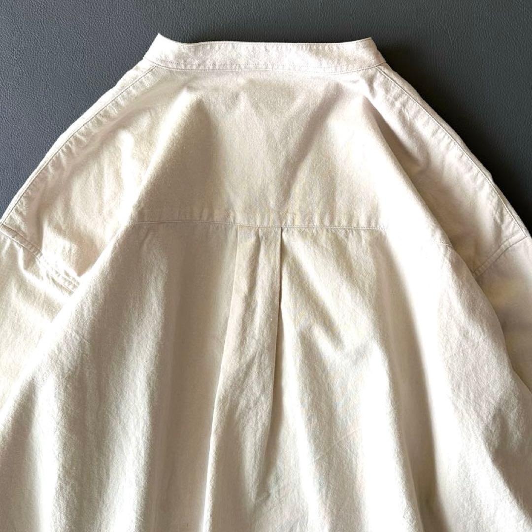 美品 ダントン ヘンリーネック プルオーバーシャツ 36 アイボリー