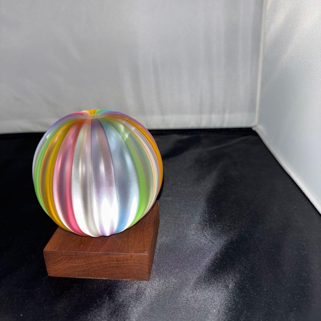 作家物　虹色ガラスの一輪挿し　未使用品