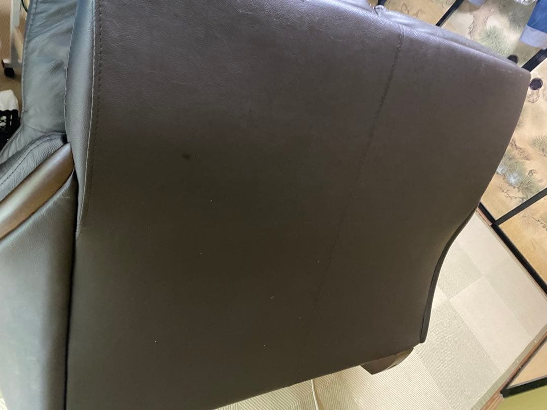 黒 レザー 2人掛けソファ　ニトリ