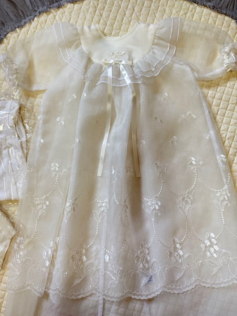 ファミリア　すずらん　ベビードレス&カバーオール＆帽子 セット│ お宮参り