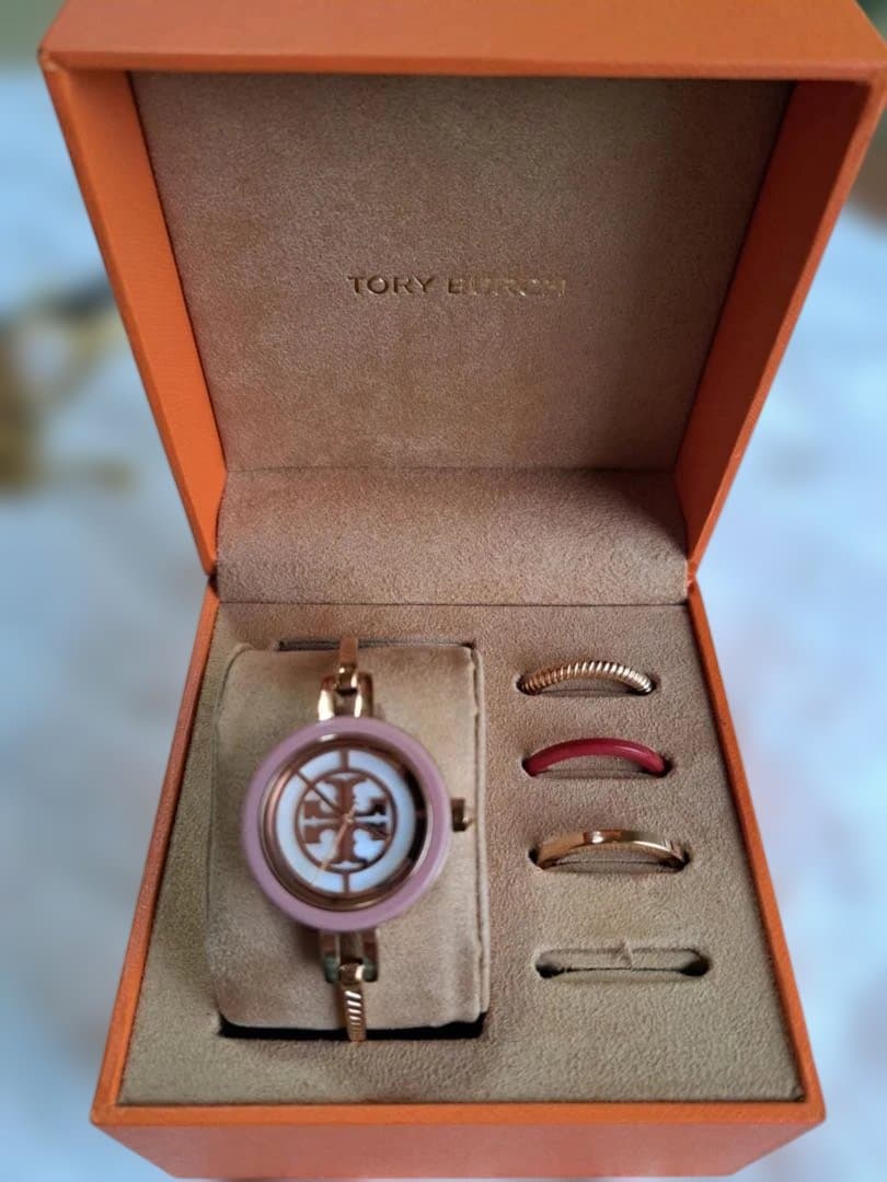 Tory Burch ゴールド/ピンク 時計 交換用ベゼル付き