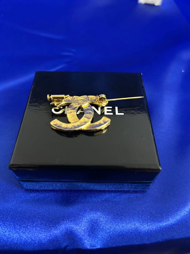【CHANEL 】ヴィンテージ ココマークラインストーン ピンブローチ