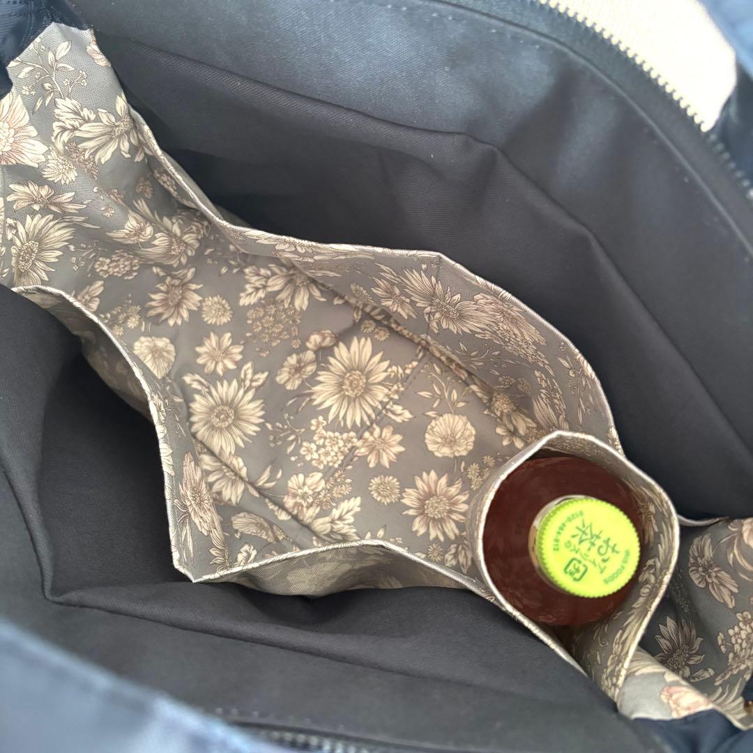 【あつ】ラウンドトートバッグLサイズ　ナイロンオックスキルト　ネイビー