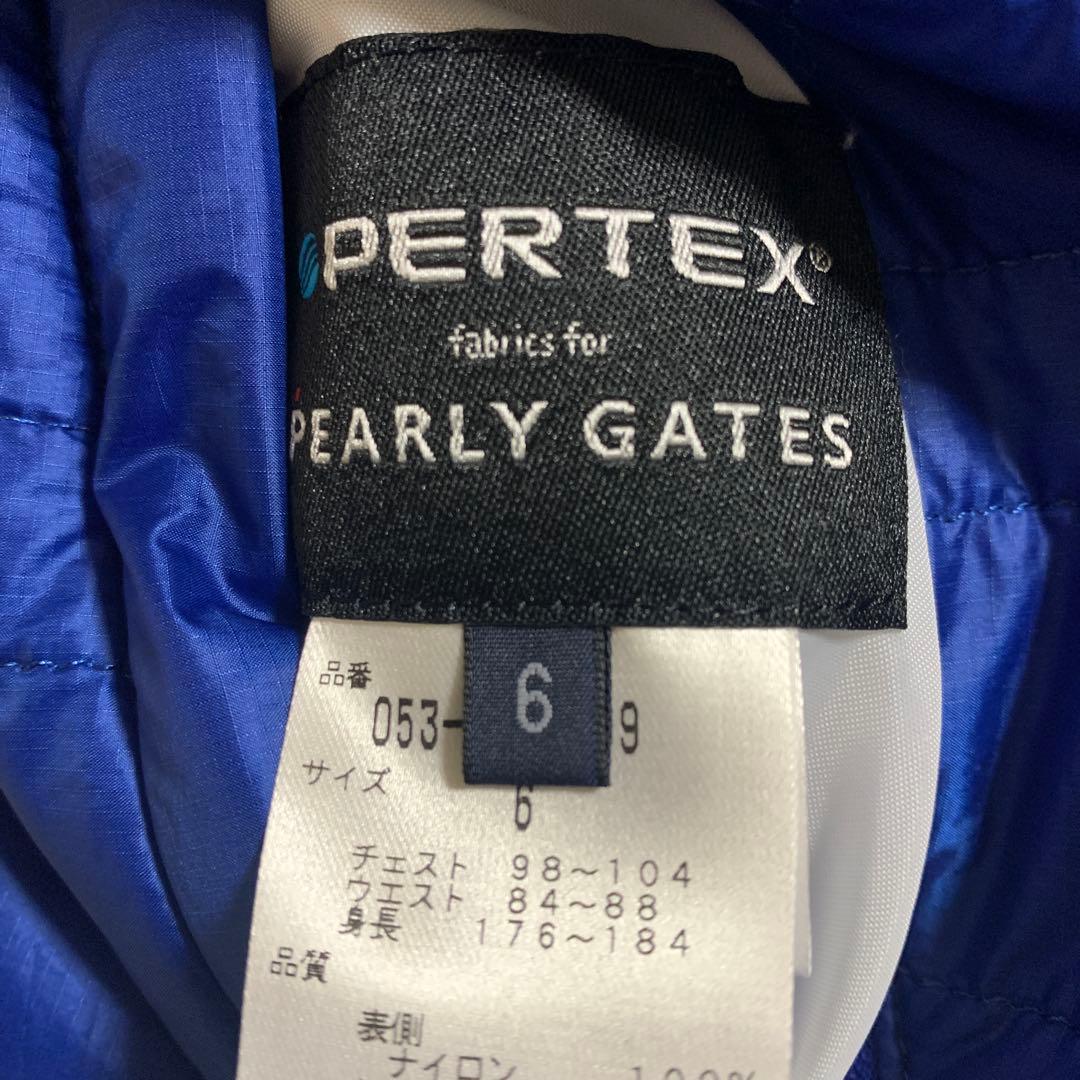 PEARLY GATES リバーシブル中綿ジャケット／ベスト、白／青、サイズ６